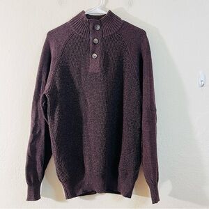 WEATHERPROOF Lone Sleeve Henley Sweater Men Size Large Red/Black